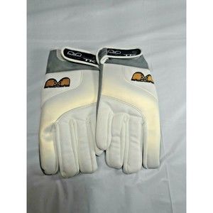 TK 6 Field Hockey Gloves Pair with Pouch White and Gray Adjustable Strap Medium